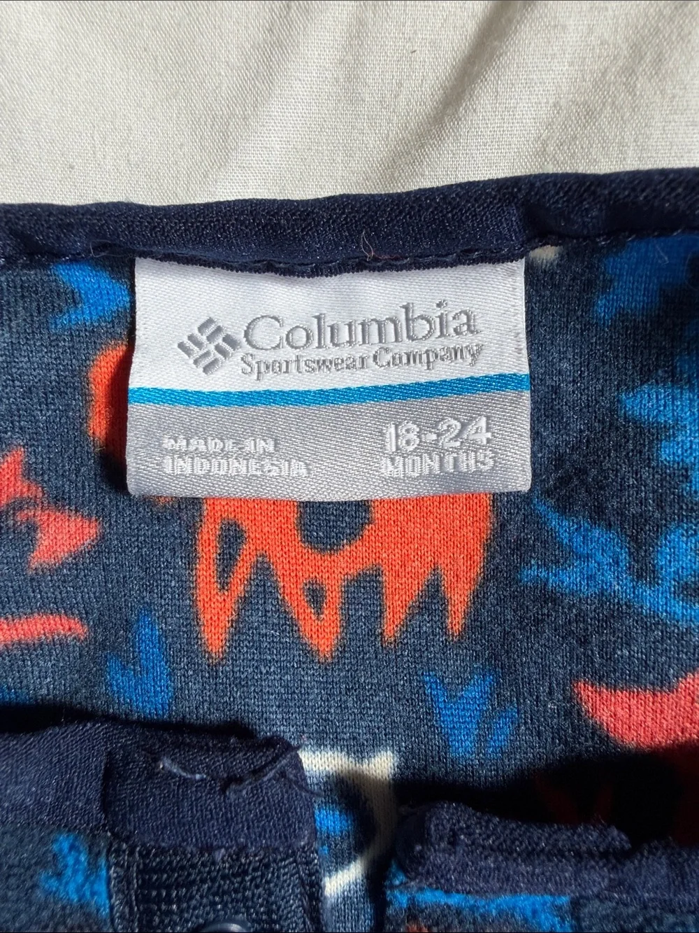 Columbia Navy Infant Fleece One-Piece with Red & Bright Blue Accents